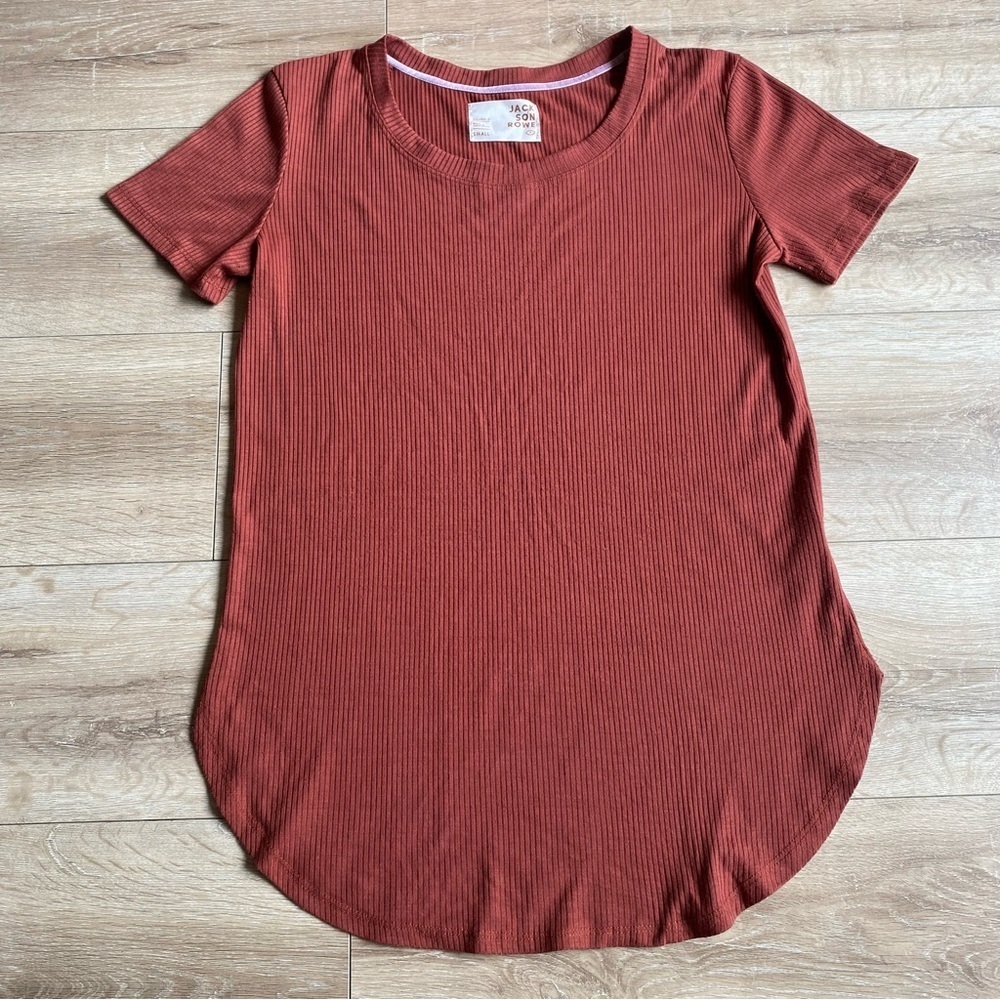 Jackson Rowe rib knit teeshirt small colour spice